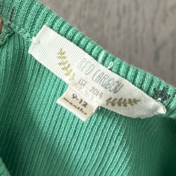 Red Caribou - THE WOODS' MALACHITE GREEN RIB ONESIE - 9-12m organic pima cotton - Picture 7 of 8